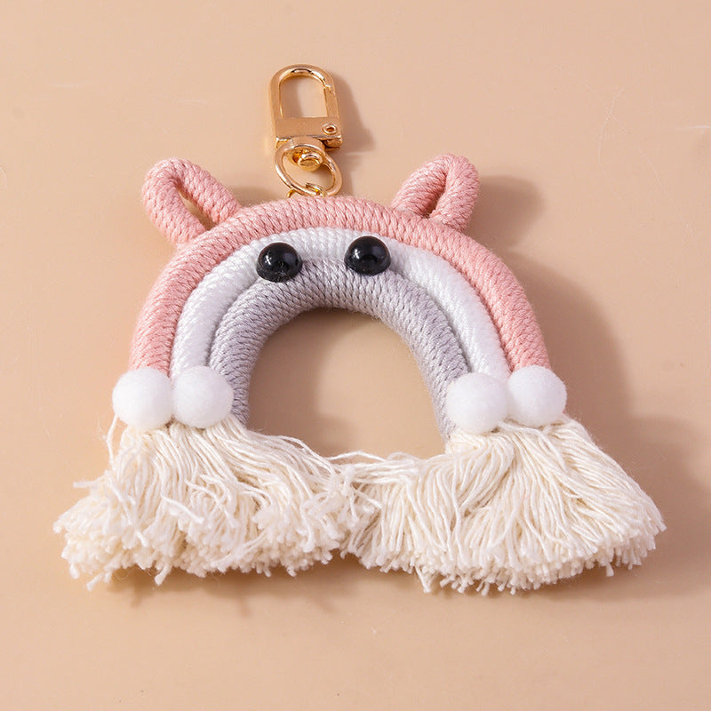 Wholesale Cartoon Rainbow Tassel Hand Knitted Keychain